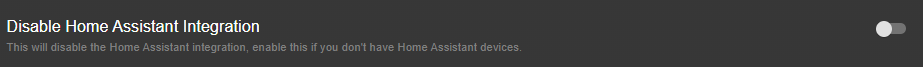 Disable Home Assistant Integration Checkbox