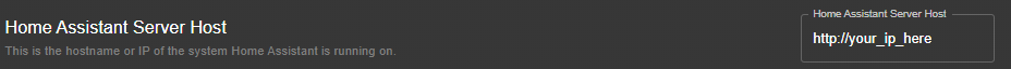 Home Assistant Server Host Input Field